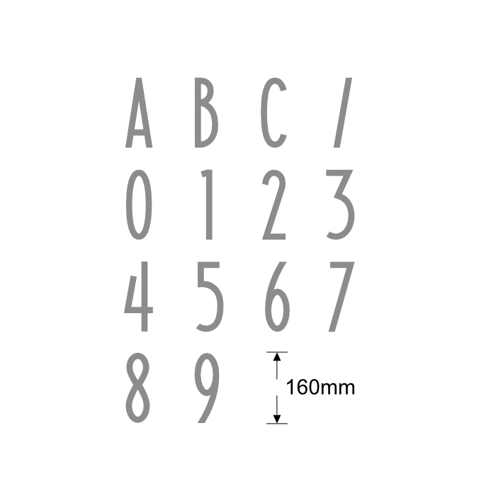 160mm Slimline Numbers in Silver & Black