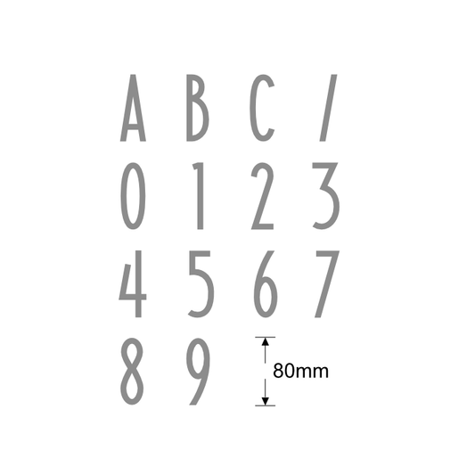 80mm Slimline Numbers in Silver (suitable for Ormiston Box)